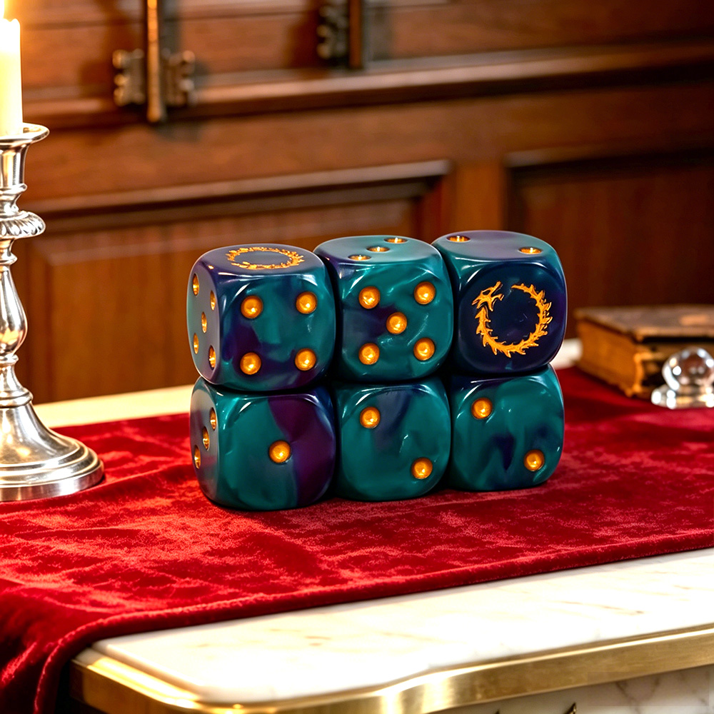 6Pcs Deep Sea Gold Flame D6 Di - Board Game Live review and price